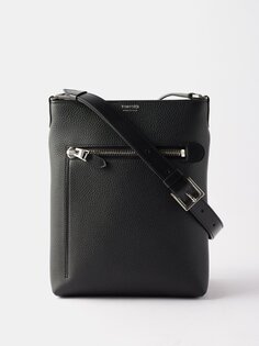 Сумка через плечо из зерненой кожи Tom Ford, черный