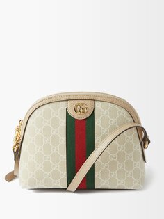 Маленькая сумка ophidia с кожаной отделкой и монограммой gg Gucci, бежевый