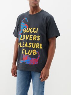 Хлопковая футболка gucci lovers pleasure club Gucci, черный