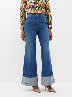Джинсовые широкие джинсы с отворотами Gucci, синий