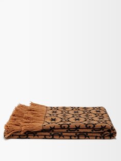 Жаккардовое одеяло с монограммой gg Gucci, бежевый