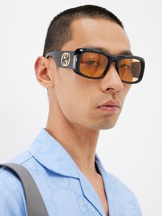 Квадратные солнцезащитные очки из ацетата Gucci, черный
