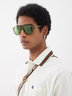 Солнцезащитные очки-авиаторы из ацетата Gucci, зеленый