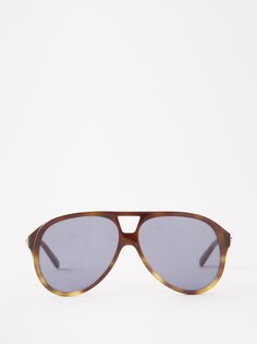Солнцезащитные очки-авиаторы черепаховой расцветки из ацетата Gucci, коричневый