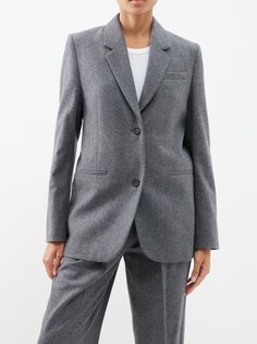 Однобортный костюмный пиджак из переработанной шерсти Toteme, серый