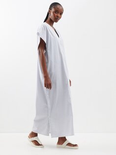 Полосатое платье-туника из органического хлопка Toteme, белый