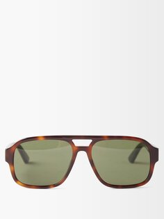 Солнцезащитные очки-авиаторы черепаховой расцветки из ацетата Gucci, черный