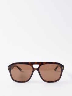 Солнцезащитные очки-авиаторы черепаховой расцветки из ацетата Gucci, коричневый