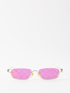 Солнцезащитные очки в металлической прямоугольной оправе с зеркальным узором gg Gucci, фиолетовый