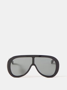 Массивные солнцезащитные очки-авиаторы из ацетата с маской-авиатором Gucci, черный