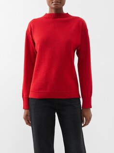Шерстяной свитер гернси с высоким воротником Toteme, красный