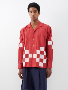 Рубашка из хлопка с аппликацией в сетку Harago, красный
