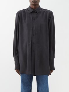 Атласная рубашка со складками Toteme, черный