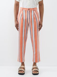 Полосатые хлопковые брюки со складками Harago, оранжевый