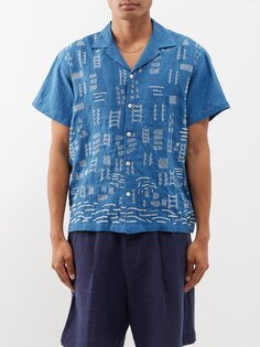 Льняная рубашка с вышивкой sujni Harago, синий