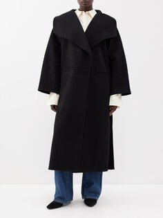 Фирменное пальто из прессованной шерсти и кашемира Toteme, черный