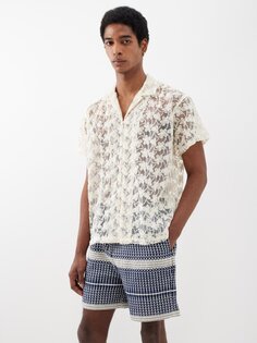 Рубашка из хлопковой сетки с цветочной вышивкой Harago, белый