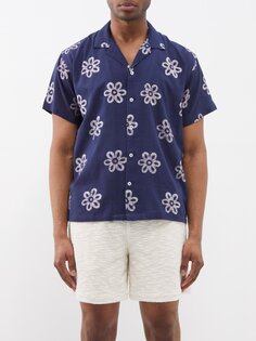 Рубашка из хлопкового батика с цветочным принтом Harago, синий