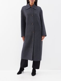 Двустороннее шерстяное пальто в стиле авто Toteme, серый
