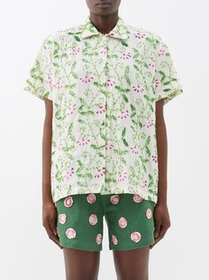 Хлопковая рубашка с цветочной вышивкой Harago, белый