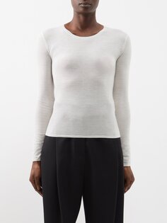 Кашемировый свитер с круглым вырезом Toteme, белый
