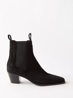Замшевые ботинки на блочном каблуке Toteme, черный