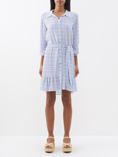 Платье-рубашка из твила с геометрическим принтом Heidi Klein, синий
