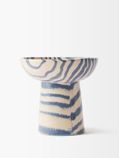 Небольшая глиняная сервировочная тарелка с эффектом мрамора Henry Holland Studio, синий