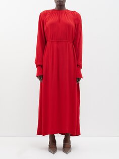 Платье макси из жатого крепа со сборками Toteme, красный