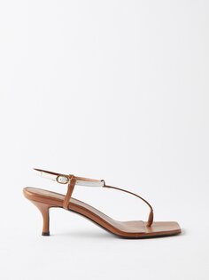 Двухцветные кожаные сандалии Toteme, коричневый