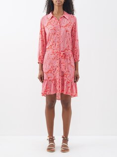 Платье-рубашка из твила с принтом пейсли и оборками Heidi Klein, розовый
