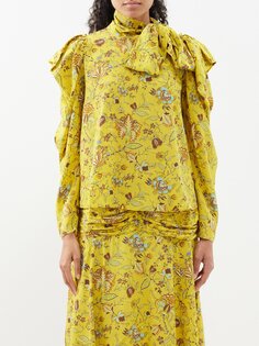 Блузка brea из шелкового крепдешина с цветочным принтом Ulla Johnson, желтый