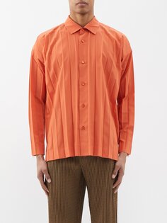 Рубашка со складками из технического материала Homme Plissé Issey Miyake, оранжевый