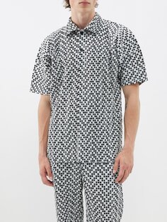 Рубашка-поло со складками и геометрическим принтом Homme Plissé Issey Miyake, белый