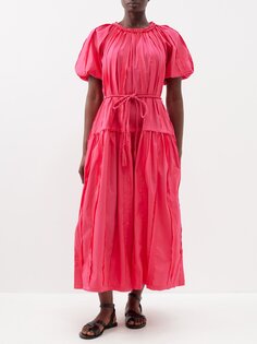 Платье миди issa со сборками и поясом Ulla Johnson, розовый