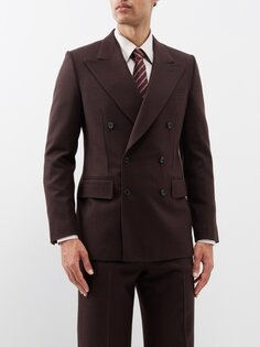 Двубортный пиджак из шерсти и фланели Husbands Paris, коричневый