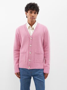 Кардиган из смесовой шерсти с накладными карманами Husbands Paris, розовый