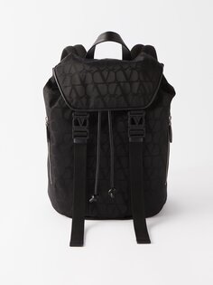 Жаккардовый рюкзак с v-образным логотипом Valentino Garavani, черный