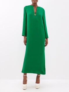 Шелковое платье кади от кутюр Valentino Garavani, зеленый