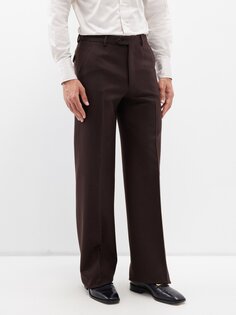 Широкие брюки из шерсти с высокой посадкой Husbands Paris, коричневый