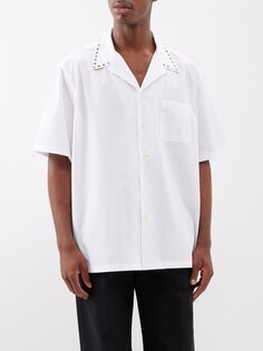 Рубашка из хлопкового поплина с воротником-клёпкой Valentino Garavani, белый