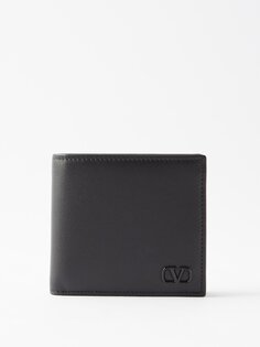 Складной кожаный кошелек с логотипом v Valentino Garavani, черный