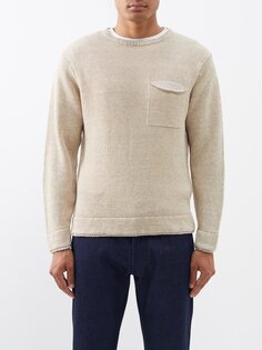 Льняной свитер с накладными карманами Inis Meáin, бежевый
