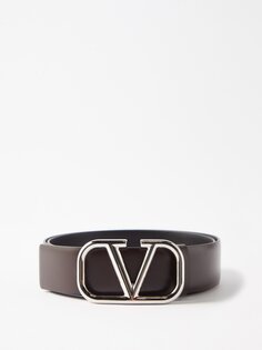 Кожаный ремень с v-образным логотипом Valentino Garavani, коричневый