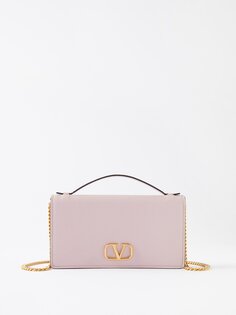Миниатюрная кожаная сумка через плечо с v-логотипом Valentino Garavani, розовый