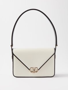 Кожаная сумка на плечо с буквенным логотипом и v-образным логотипом Valentino Garavani, белый