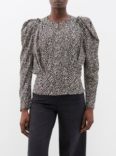 Блуза zarga из смесового шелка с абстрактным принтом Isabel Marant, черный