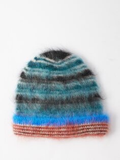 Полосатая шапка-бини dwain из смесового мохера с начесом Isabel Marant, синий