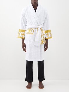 Халат из жаккардового хлопка с логотипом i love baroque Versace, белый