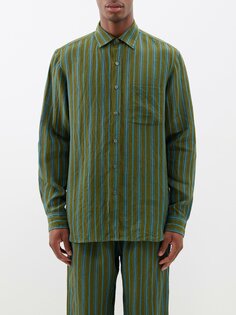 Полосатая льняная рубашка Itoh, зеленый